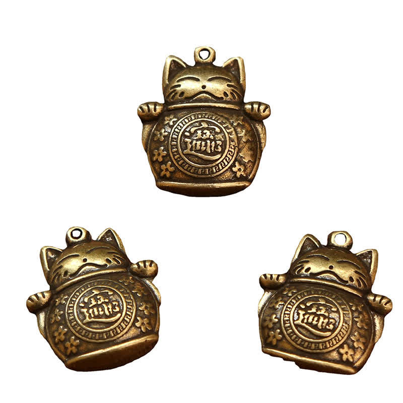 Nimara Ritual Brass Lucky Cat Chinese Coin Wealth Keychains