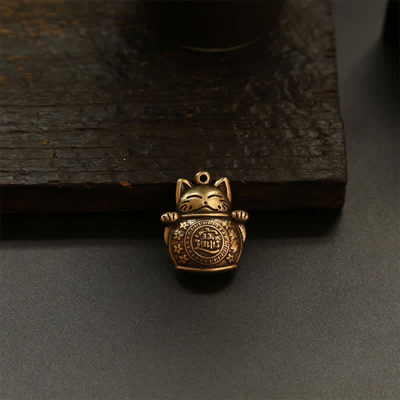 Nimara Ritual Brass Lucky Cat Chinese Coin Wealth Keychains