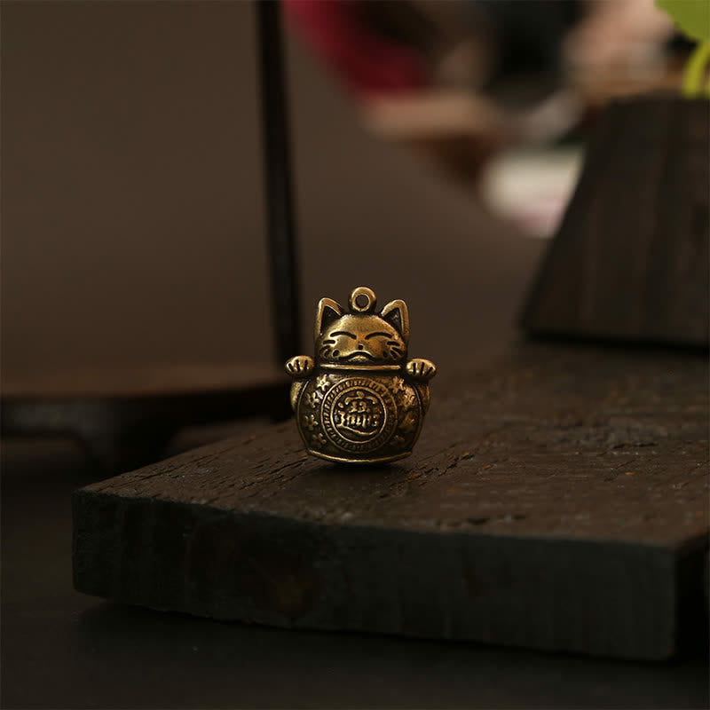 Nimara Ritual Brass Lucky Cat Chinese Coin Wealth Keychains