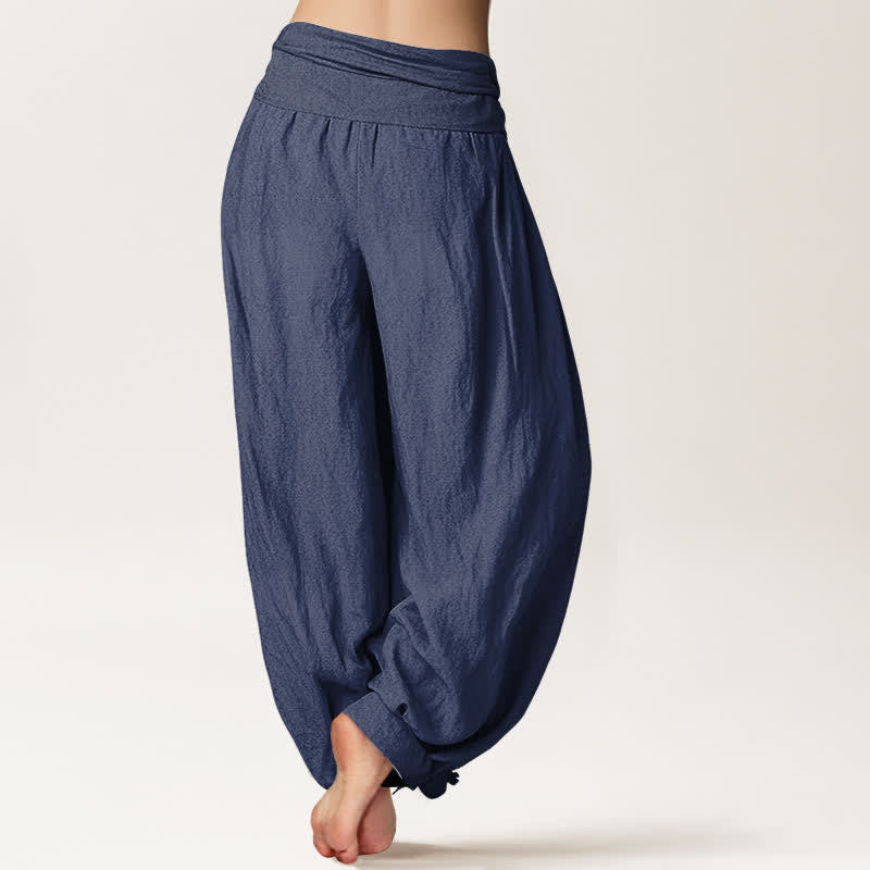 Nimara Ritual Pure Cotton Butterfly Bamboo Leaf Pattern Women's Elastic Waist Harem Pants