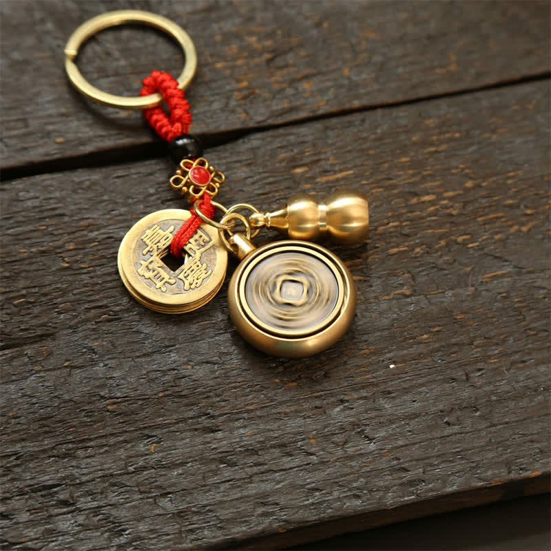 Nimara Ritual Copper Chinese Zodiac Five Emperor Coins Red String Wealth Keychains