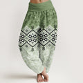 Nimara Ritual Cotton Tribal Geometric Pattern Women's Elastic Waist Harem Pants