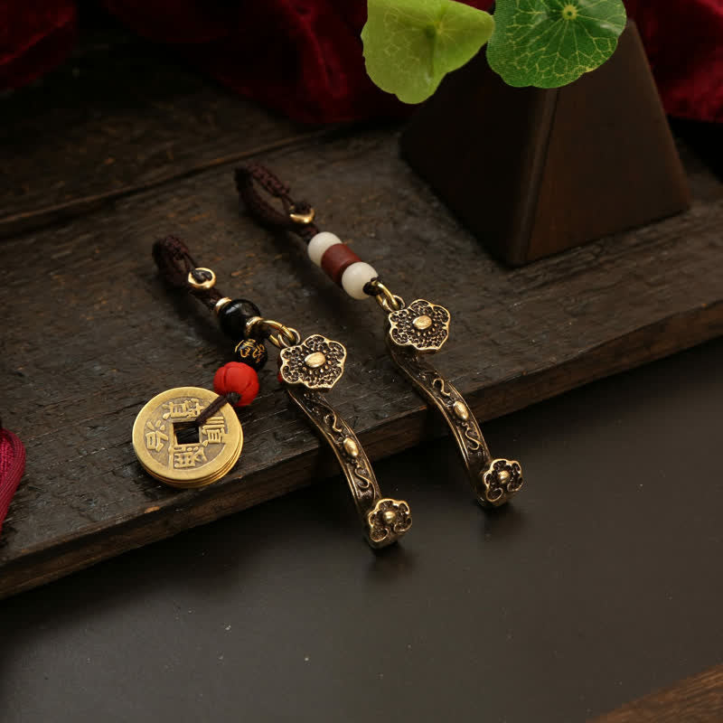 Nimara Ritual Copper Pi Xiu Chinese Coin Ruyi Lotus Wealth Keychains