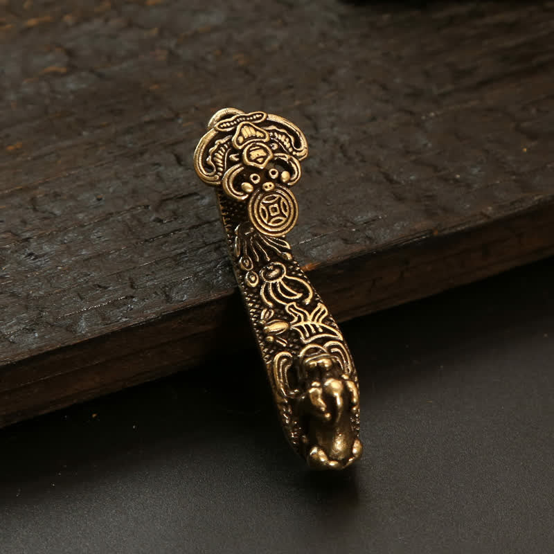 Nimara Ritual Copper Pi Xiu Chinese Coin Ruyi Lotus Wealth Keychains