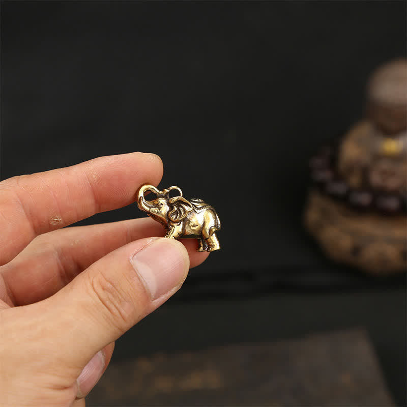 Nimara Ritual Brass Elephant Five Emperor Coins Gourd Pi Xiu Wisdom Keychains