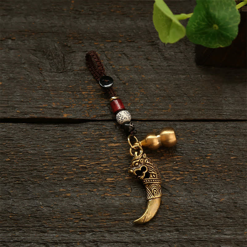Nimara Ritual Copper Pi Xiu Braided Five Emperor Coins Gourd Wealth Keychains