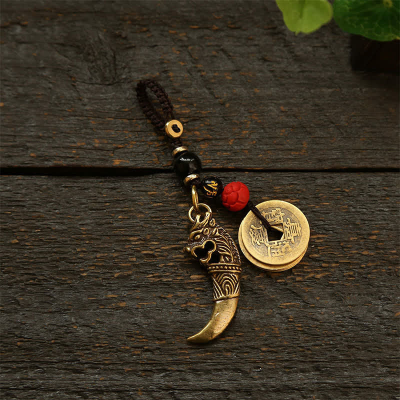 Nimara Ritual Copper Pi Xiu Braided Five Emperor Coins Gourd Wealth Keychains