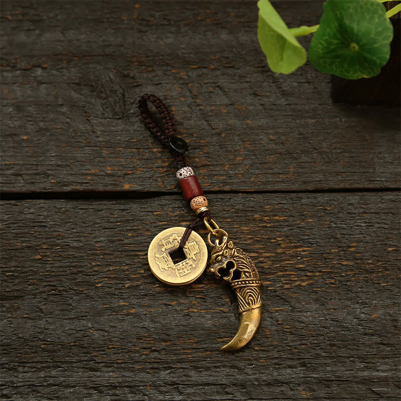 Nimara Ritual Copper Pi Xiu Braided Five Emperor Coins Gourd Wealth Keychains