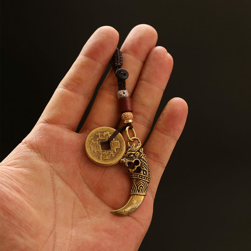 Nimara Ritual Copper Pi Xiu Braided Five Emperor Coins Gourd Wealth Keychains