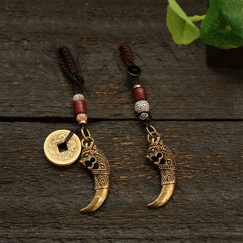 Nimara Ritual Copper Pi Xiu Braided Five Emperor Coins Gourd Wealth Keychains