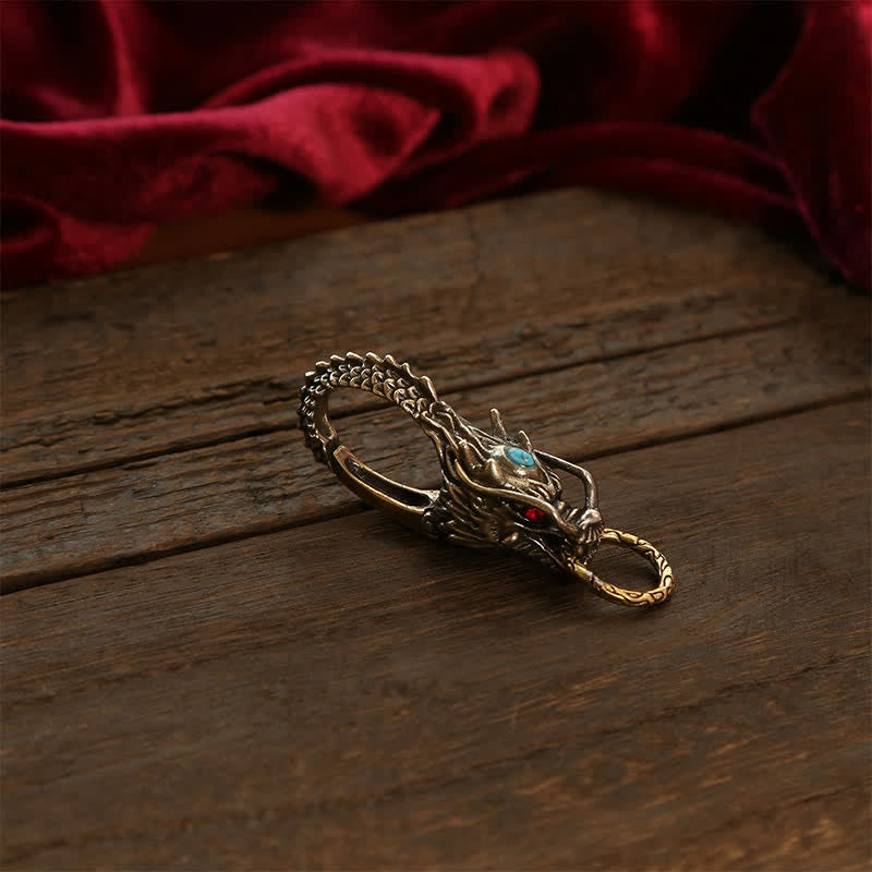 Nimara Ritual Brass Dragon Strength Lock Keychains