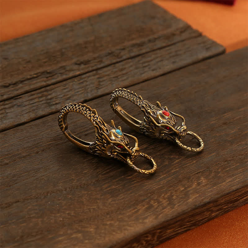 Nimara Ritual Brass Dragon Strength Lock Keychains