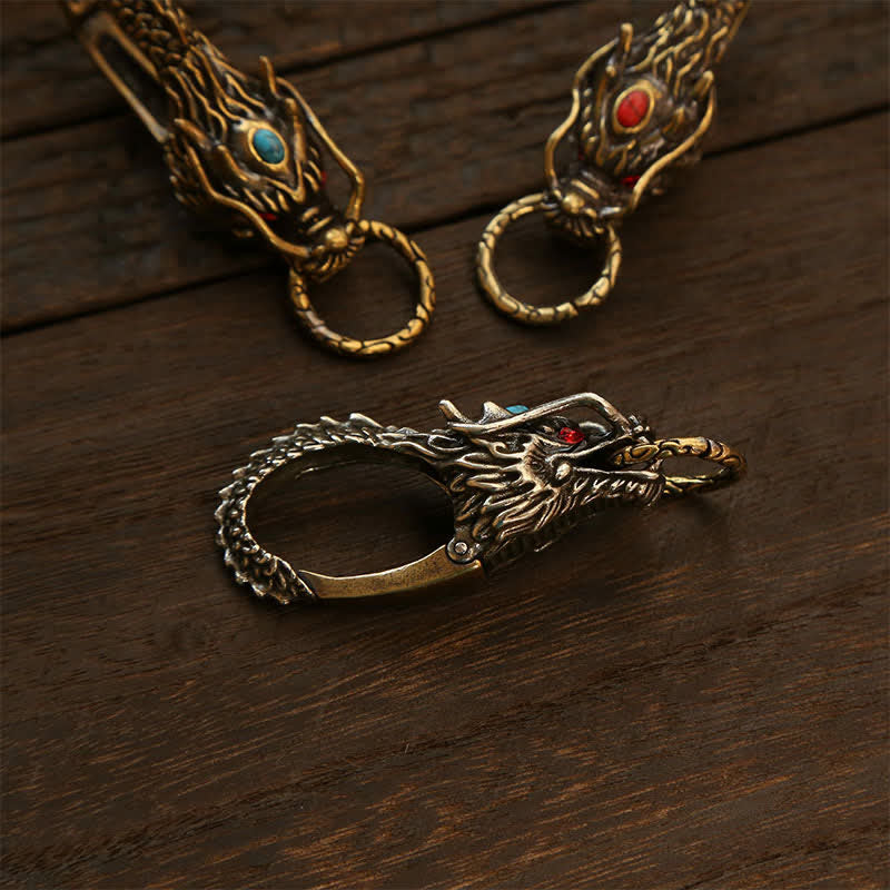 Nimara Ritual Brass Dragon Strength Lock Keychains