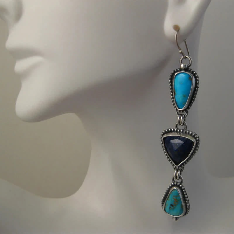 Nimara Ritual Turquoise Geometric Bohemian Protection Drop Earrings