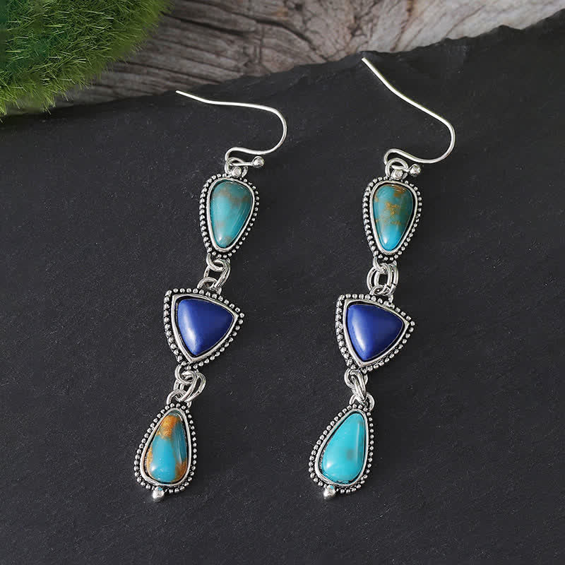 Nimara Ritual Turquoise Geometric Bohemian Protection Drop Earrings