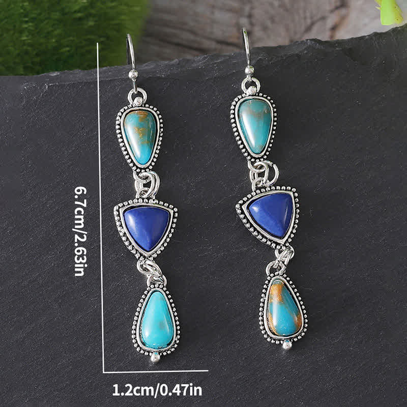 Nimara Ritual Turquoise Geometric Bohemian Protection Drop Earrings