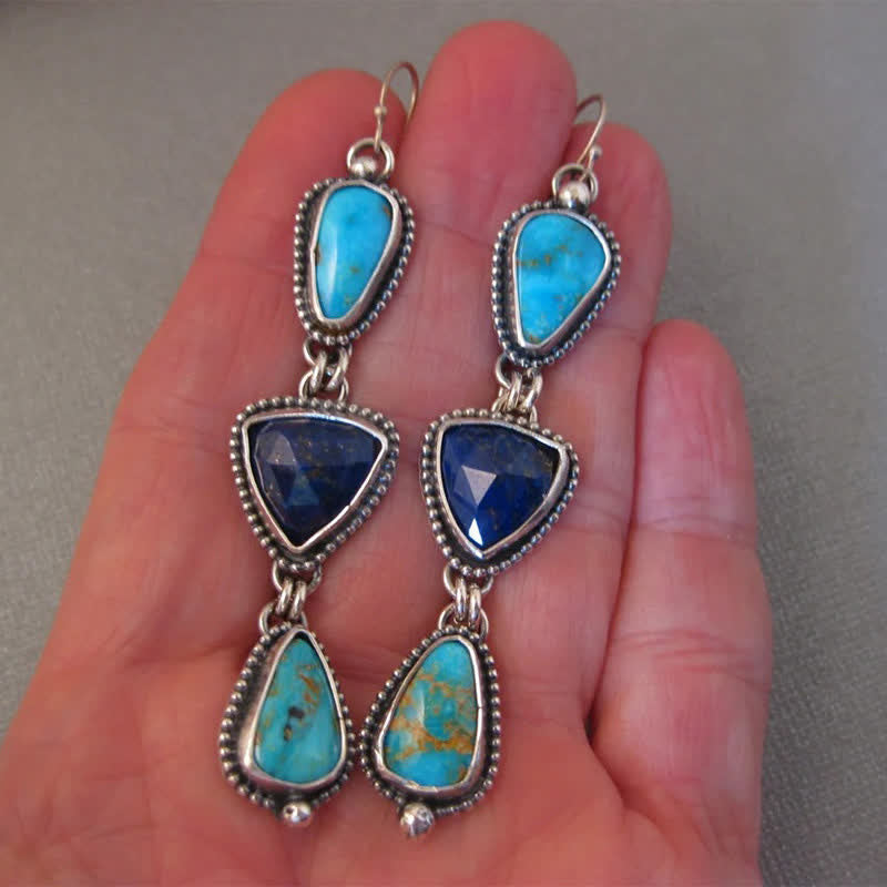 Nimara Ritual Turquoise Geometric Bohemian Protection Drop Earrings