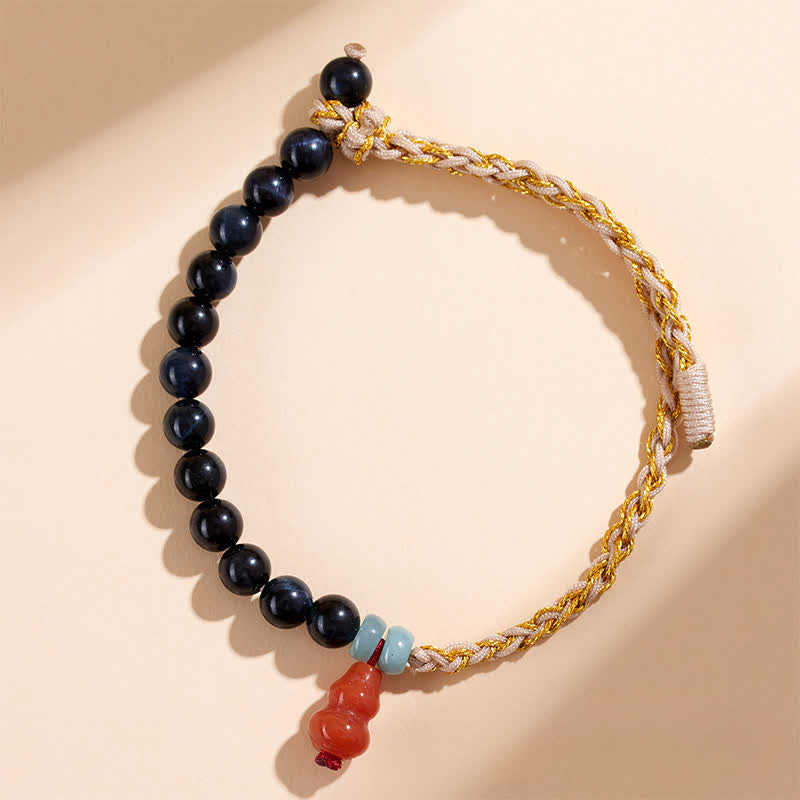 Nimara Ritual Blue Tiger Eye Hand-Woven Gourd Strength Bracelet