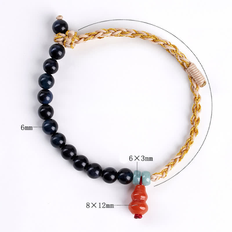 Nimara Ritual Blue Tiger Eye Hand-Woven Gourd Strength Bracelet