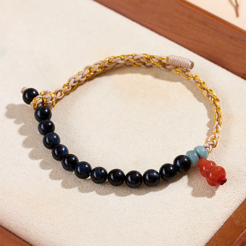 Nimara Ritual Blue Tiger Eye Hand-Woven Gourd Strength Bracelet