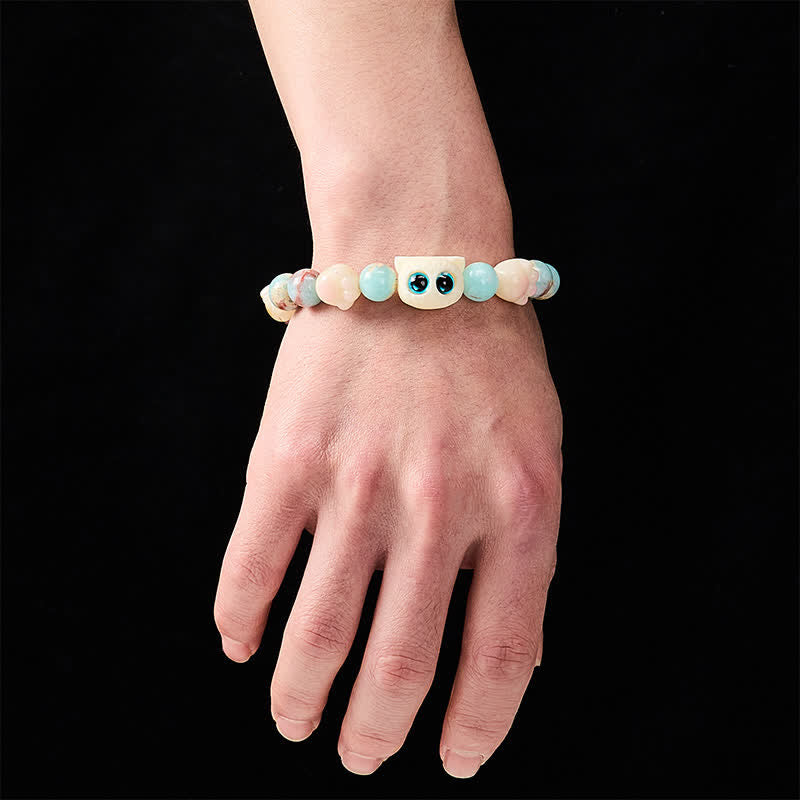 Nimara Ritual Shoushan Stone Hand-Carved Cat Purity Relief Bead Bracelet