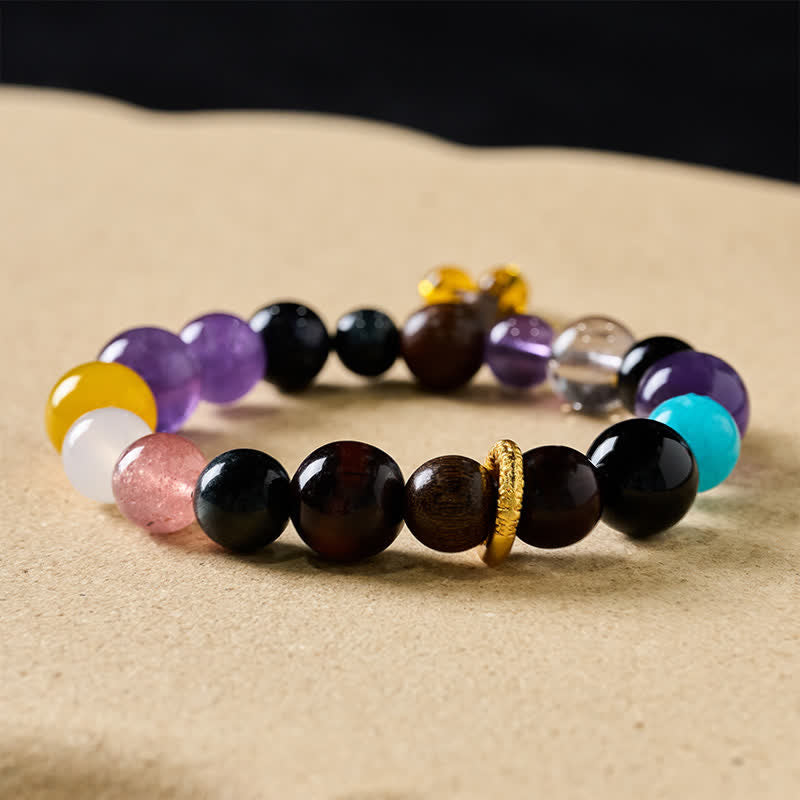 Nimara Ritual 18 Beads Amethyst Tiger's Eye Tibetan Balance Bracelet