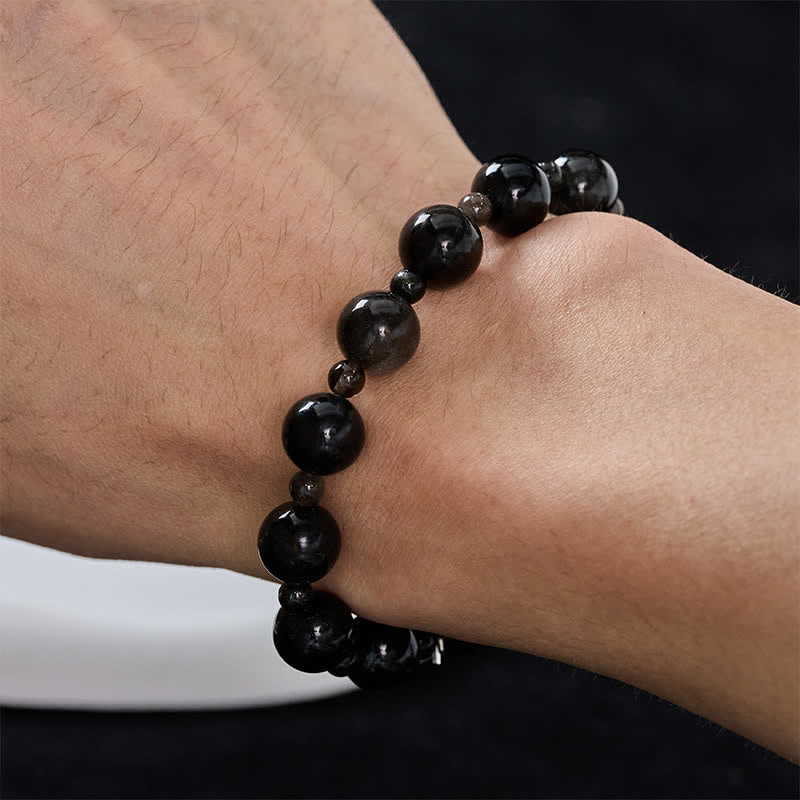 Nimara Ritual Black Obsidian Single Double Layer Round Bead Protection Bracelet