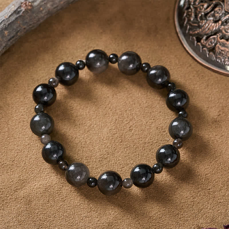 Nimara Ritual Black Obsidian Single Double Layer Round Bead Protection Bracelet