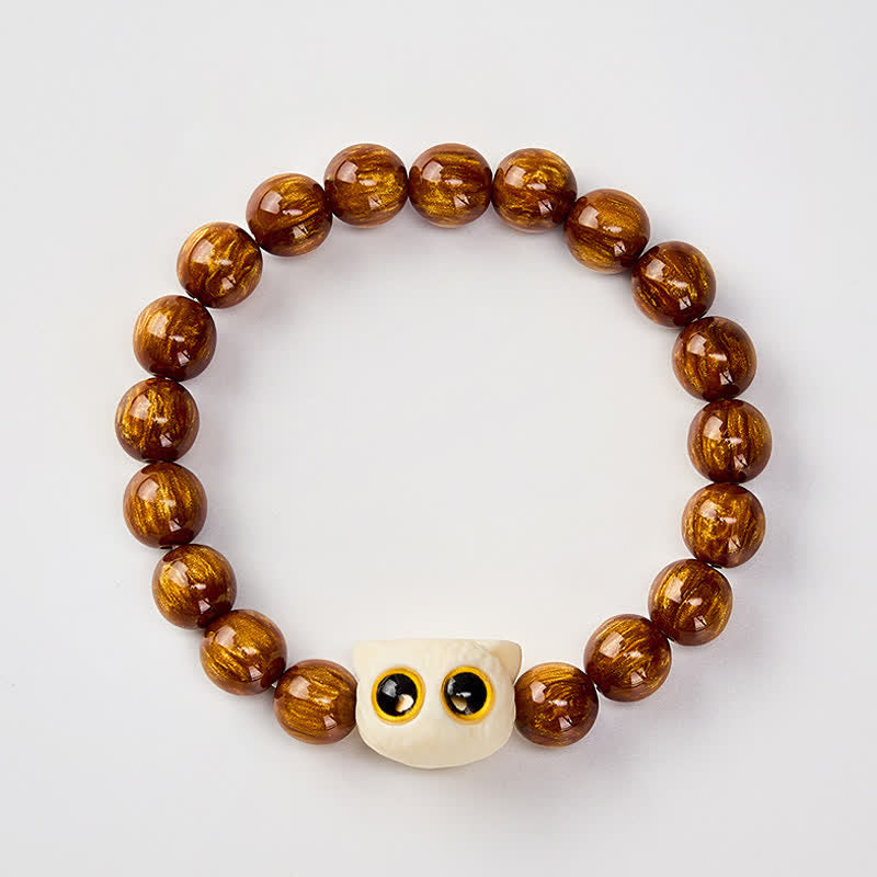 Nimara Ritual Yellow Resin Beads Ivory Fruit Cat Wisdom Bracelet