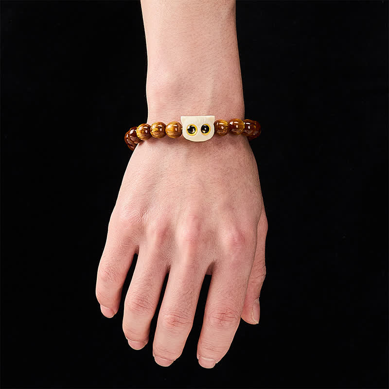 Nimara Ritual Yellow Resin Beads Ivory Fruit Cat Wisdom Bracelet