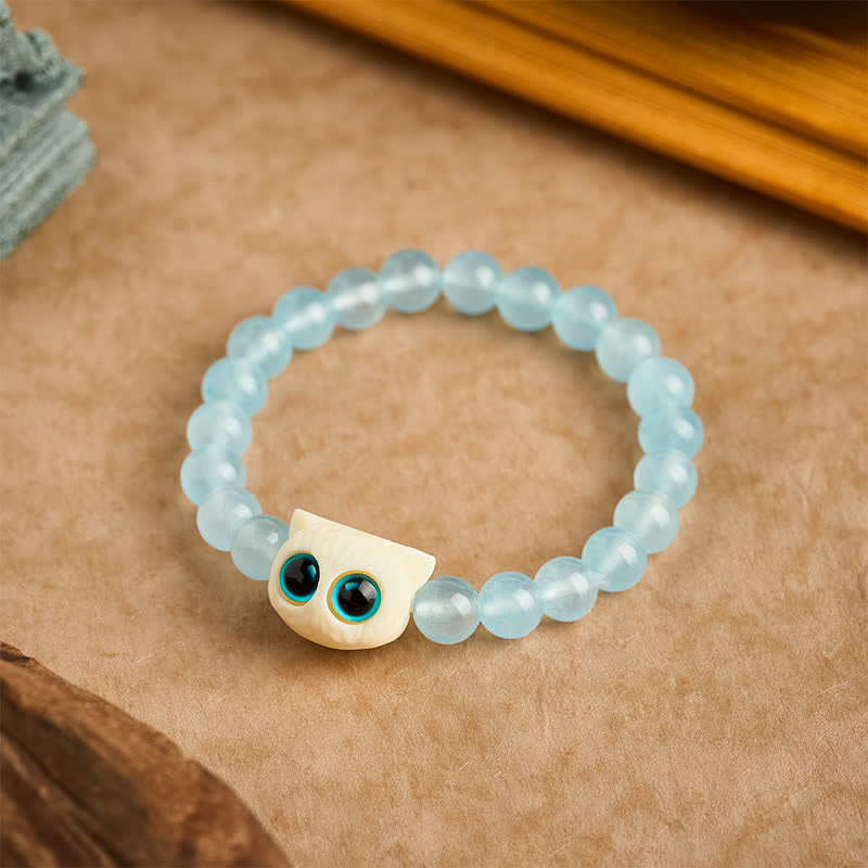 Nimara Ritual Blue Chalcedony Ivory Fruit Cat Power Bracelet