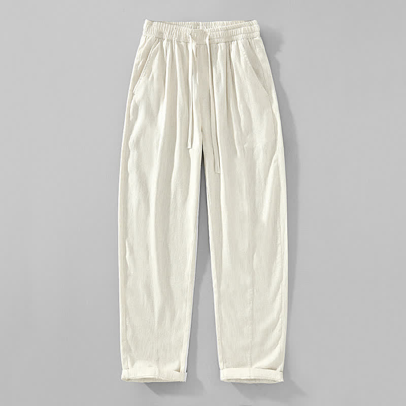 Nimara Ritual Spring Summer Casual Minimalist Drawstring Solid Ankle Pants Men's Tapered Pants With Pockets
