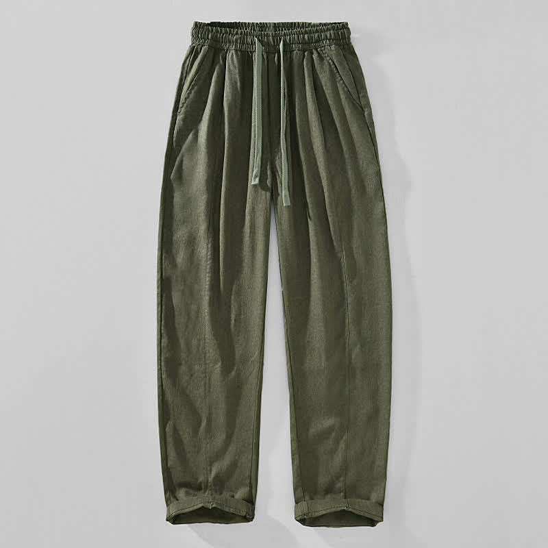Nimara Ritual Spring Summer Casual Minimalist Drawstring Solid Ankle Pants Men's Tapered Pants With Pockets