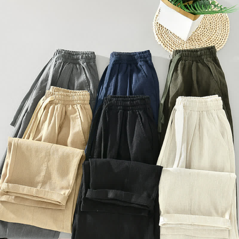 Nimara Ritual Spring Summer Casual Minimalist Drawstring Solid Ankle Pants Men's Tapered Pants With Pockets