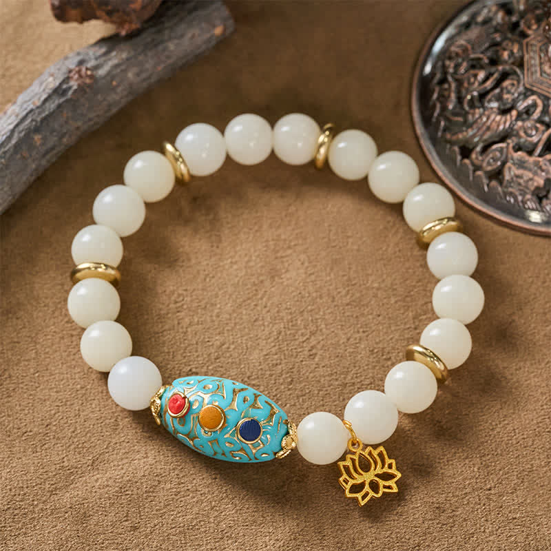 Nimara Ritual Bodhi Seed Turquoise Lotus Enlightenment Bracelet