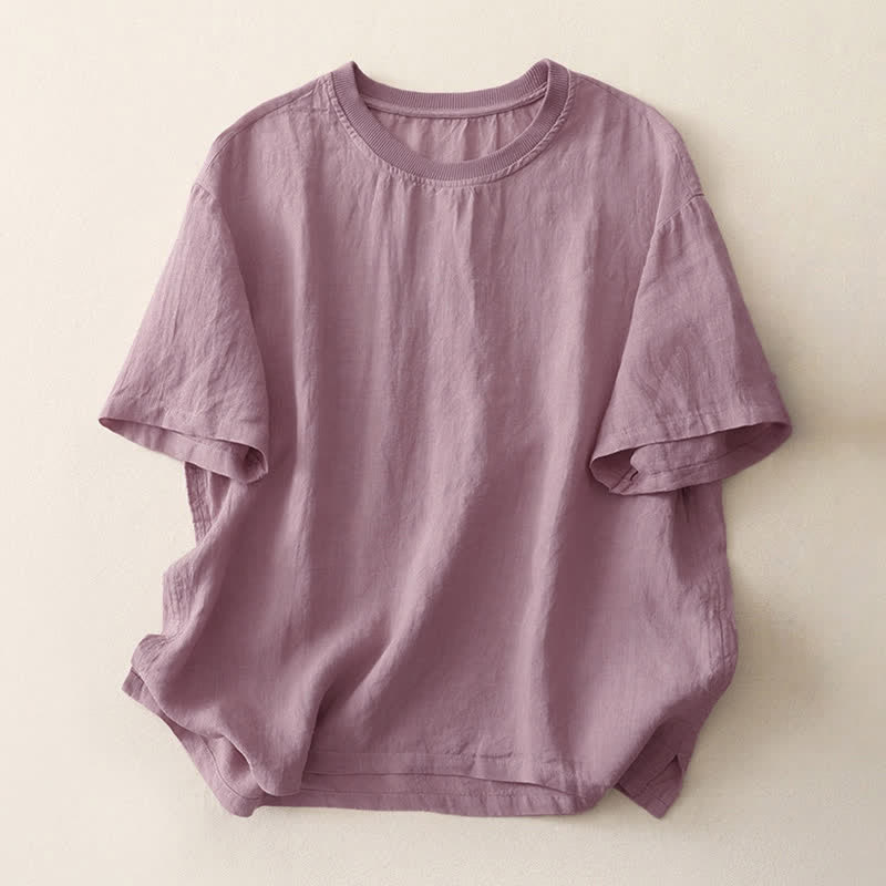 Nimara Ritual Plain Threaded Crew Neck Design Women's Polyester Short Sleeves Shirt