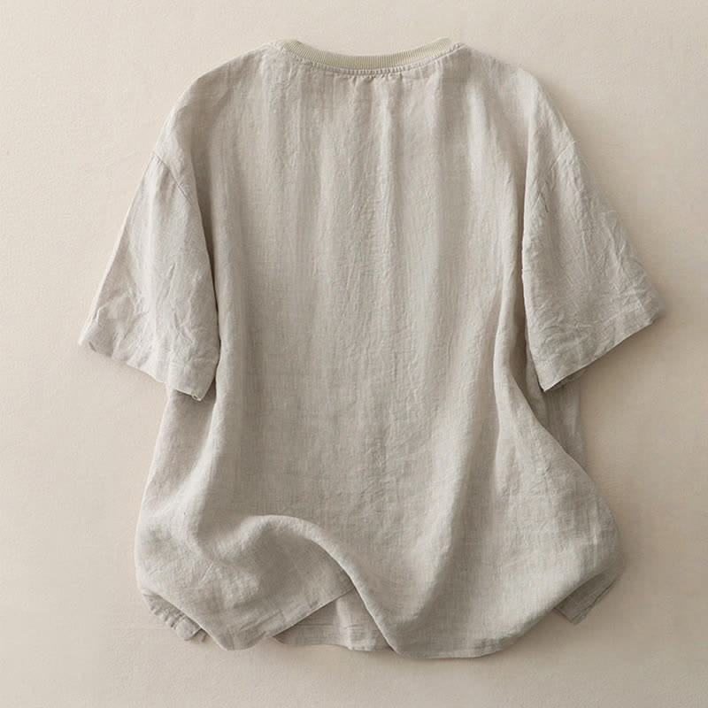 Nimara Ritual Plain Threaded Crew Neck Design Women's Polyester Short Sleeves Shirt