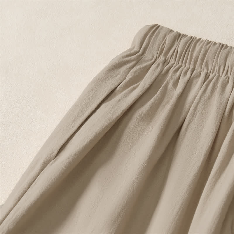 Nimara Ritual Summer Casual Drawstring Solid Cropped Pants Men's Harem Pants With Pockets