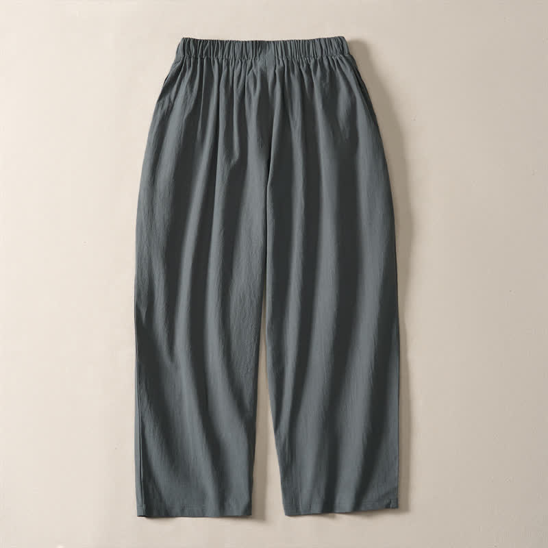 Nimara Ritual Summer Casual Drawstring Solid Cropped Pants Men's Harem Pants With Pockets