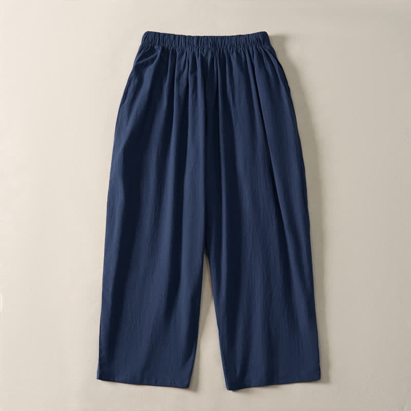 Nimara Ritual Summer Casual Drawstring Solid Cropped Pants Men's Harem Pants With Pockets