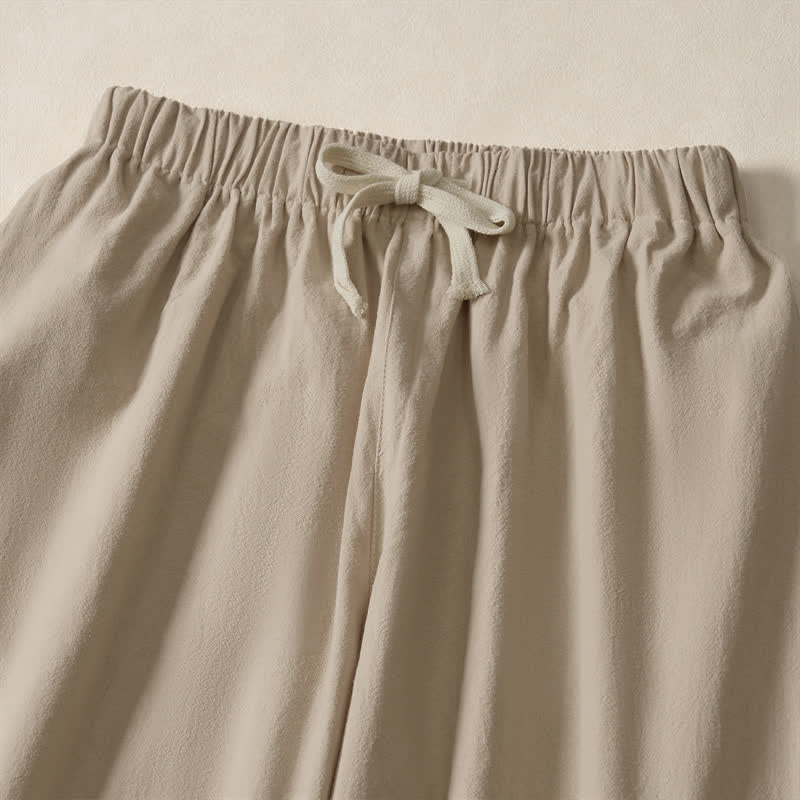 Nimara Ritual Summer Casual Drawstring Solid Cropped Pants Men's Harem Pants With Pockets