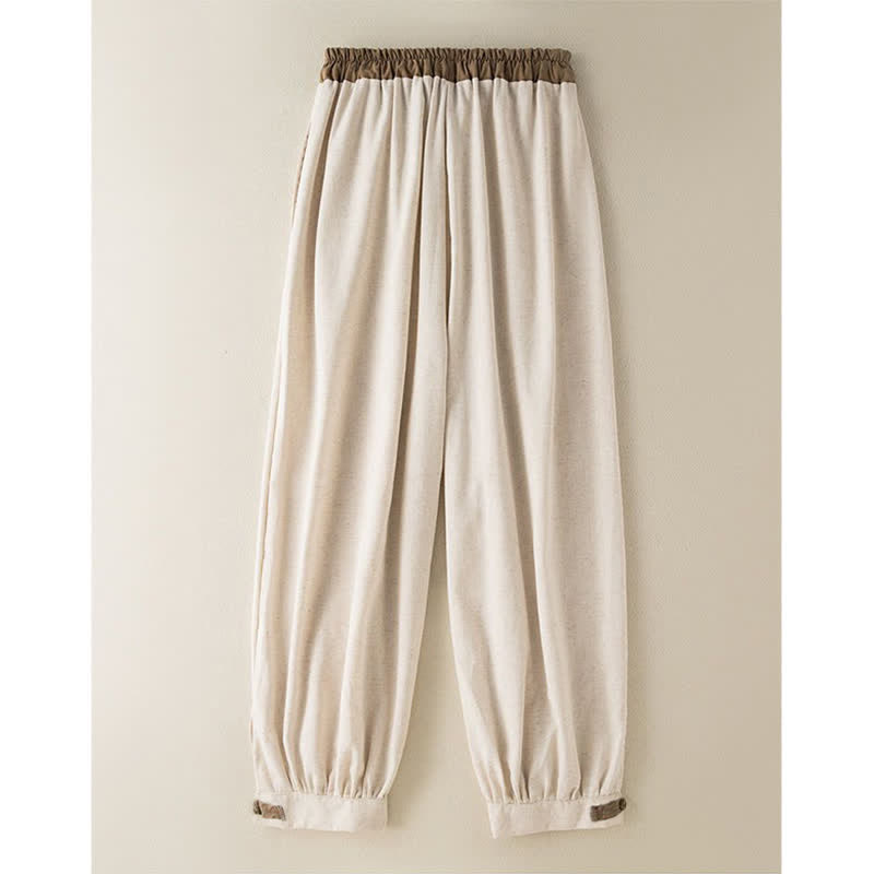 Nimara Ritual Plain Cotton Drawstring Women's Harem Pants With Pockets