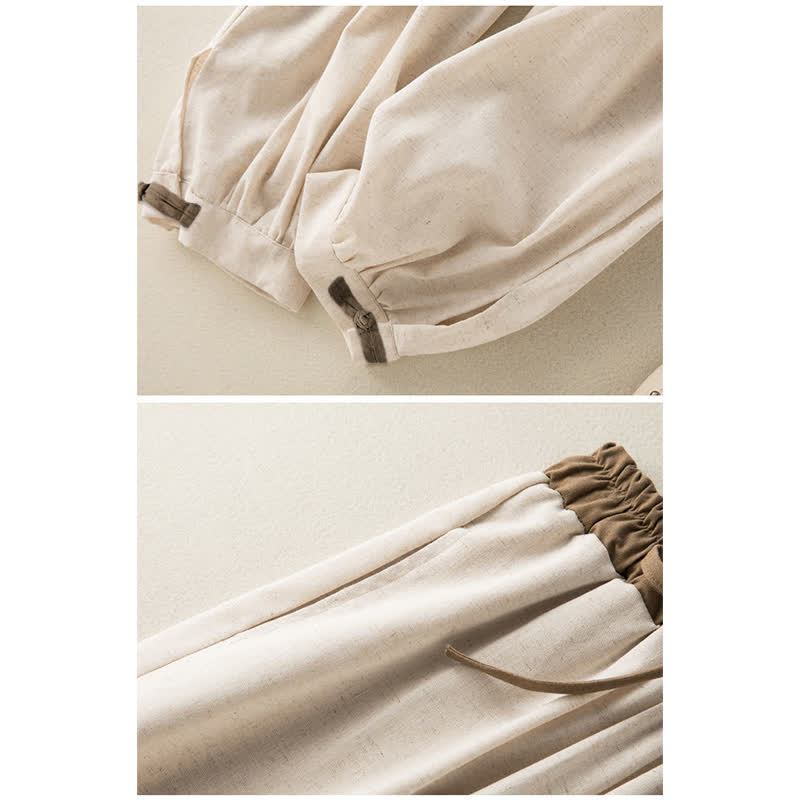 Nimara Ritual Plain Cotton Drawstring Women's Harem Pants With Pockets