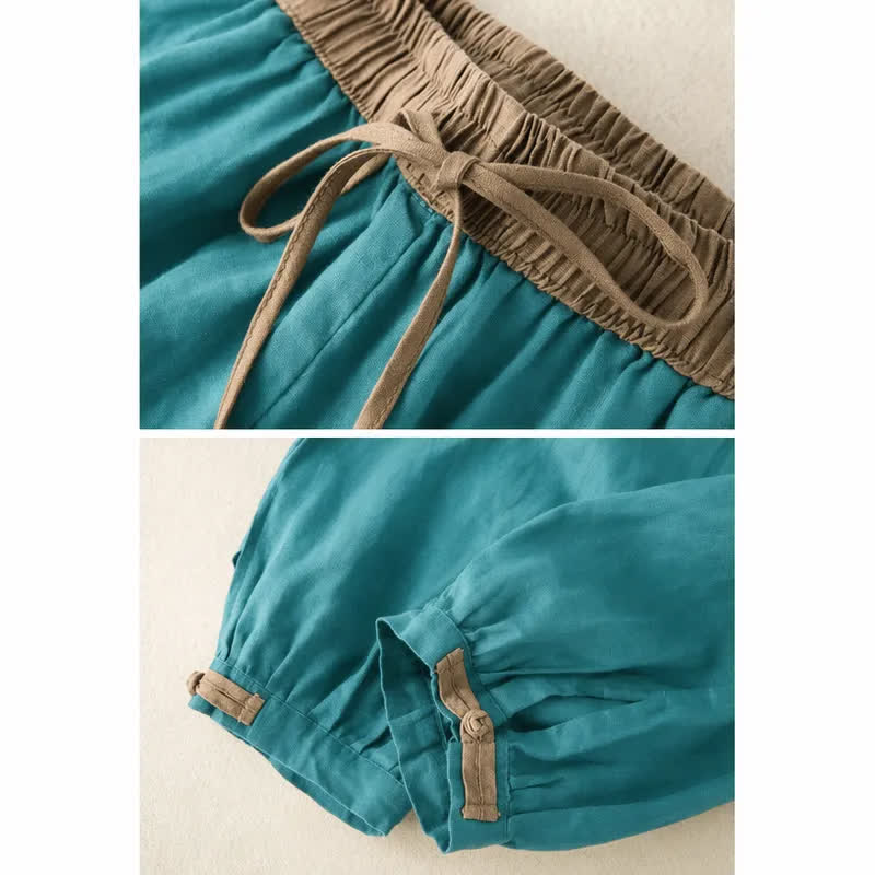 Nimara Ritual Plain Cotton Drawstring Women's Harem Pants With Pockets
