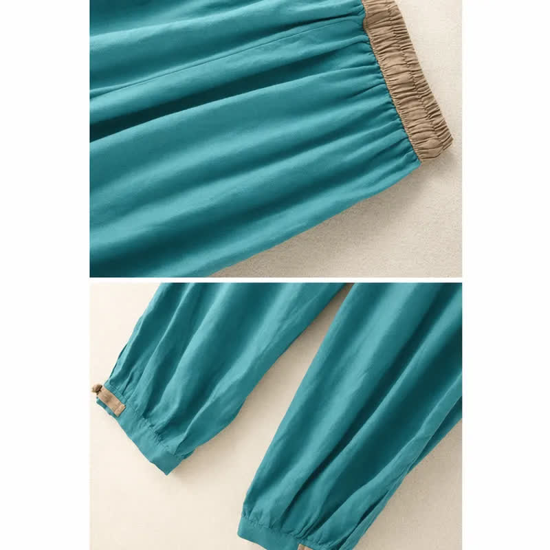 Nimara Ritual Plain Cotton Drawstring Women's Harem Pants With Pockets