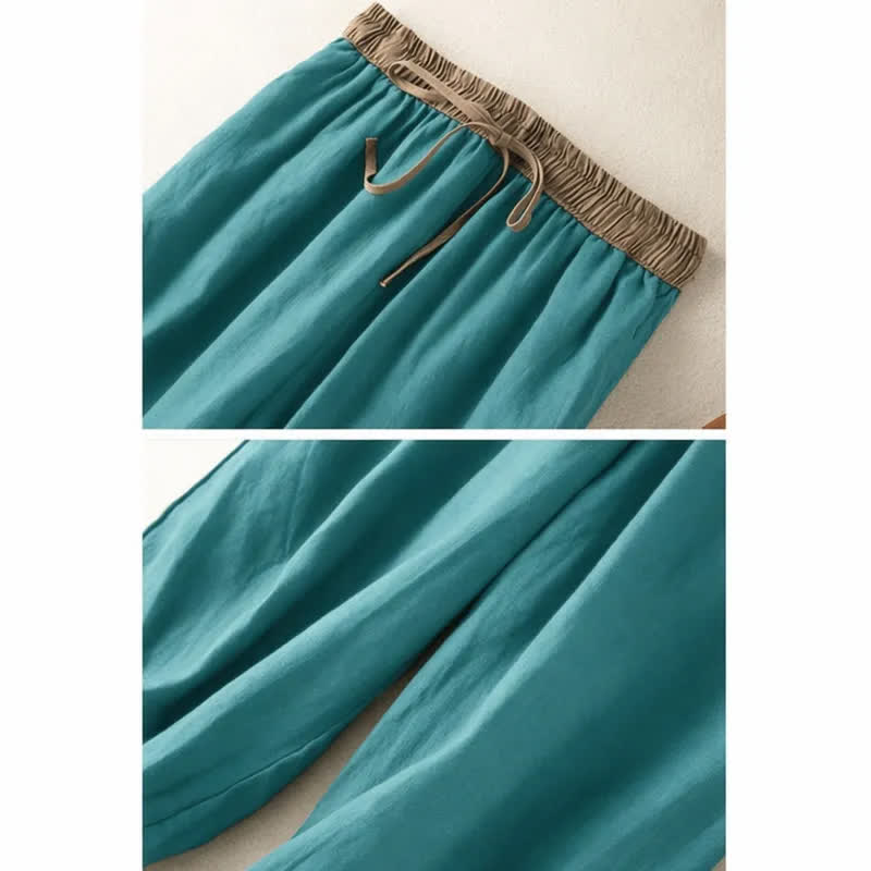 Nimara Ritual Plain Cotton Drawstring Women's Harem Pants With Pockets