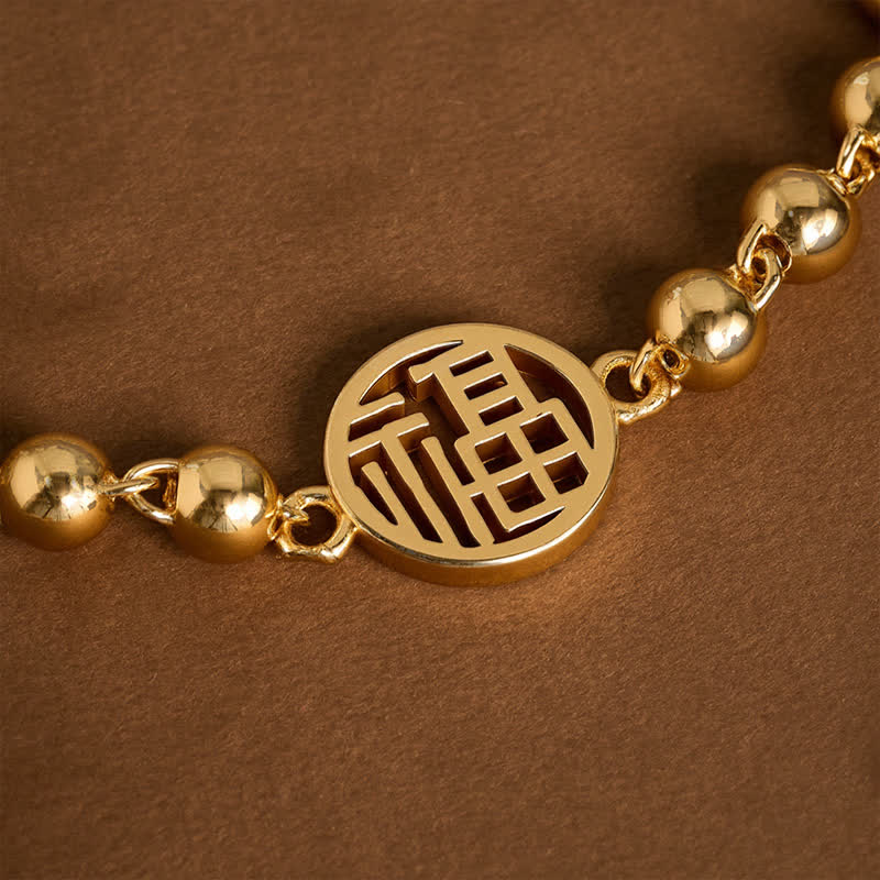 Nimara Ritual Copper Fu Character Beaded Blessing Bracelet