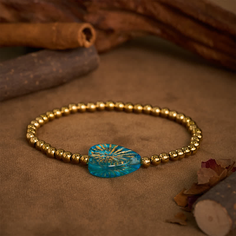 Strength and Calm Titanium Steel Liuli Heart Beaded Bracelet
