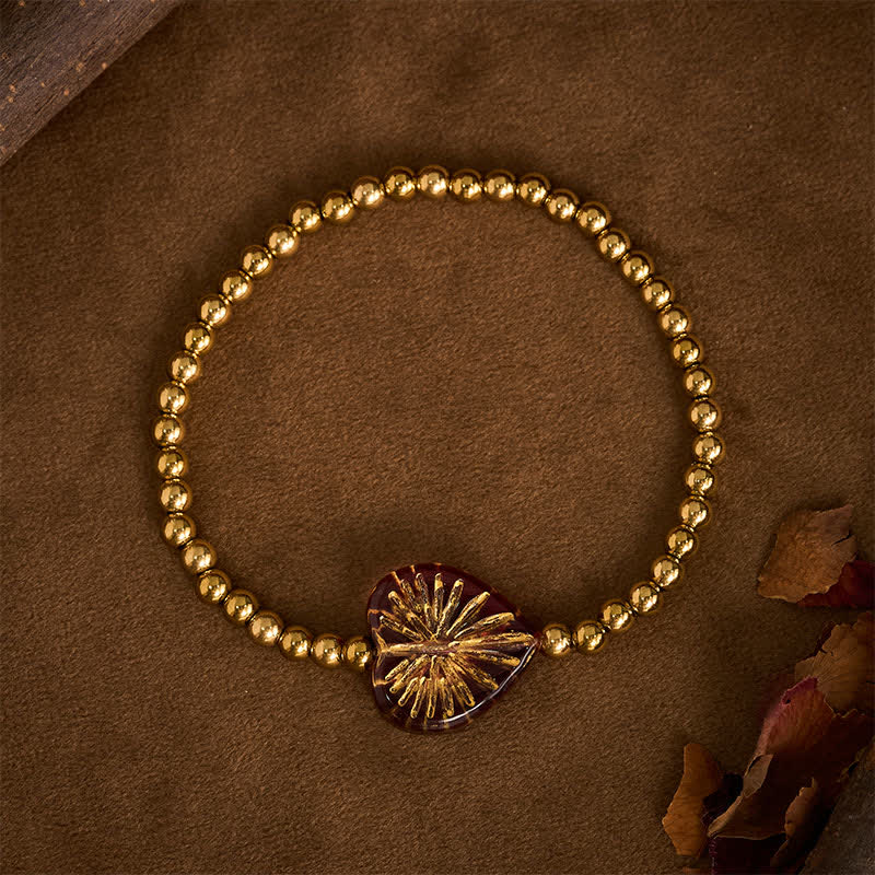 Nimara Ritual Titanium Steel Liuli Heart Beaded Strength Bracelet