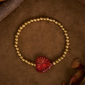 Strength and Calm Titanium Steel Liuli Heart Beaded Bracelet